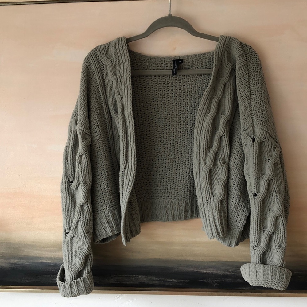 Knit Cropped Cardigan - Sage